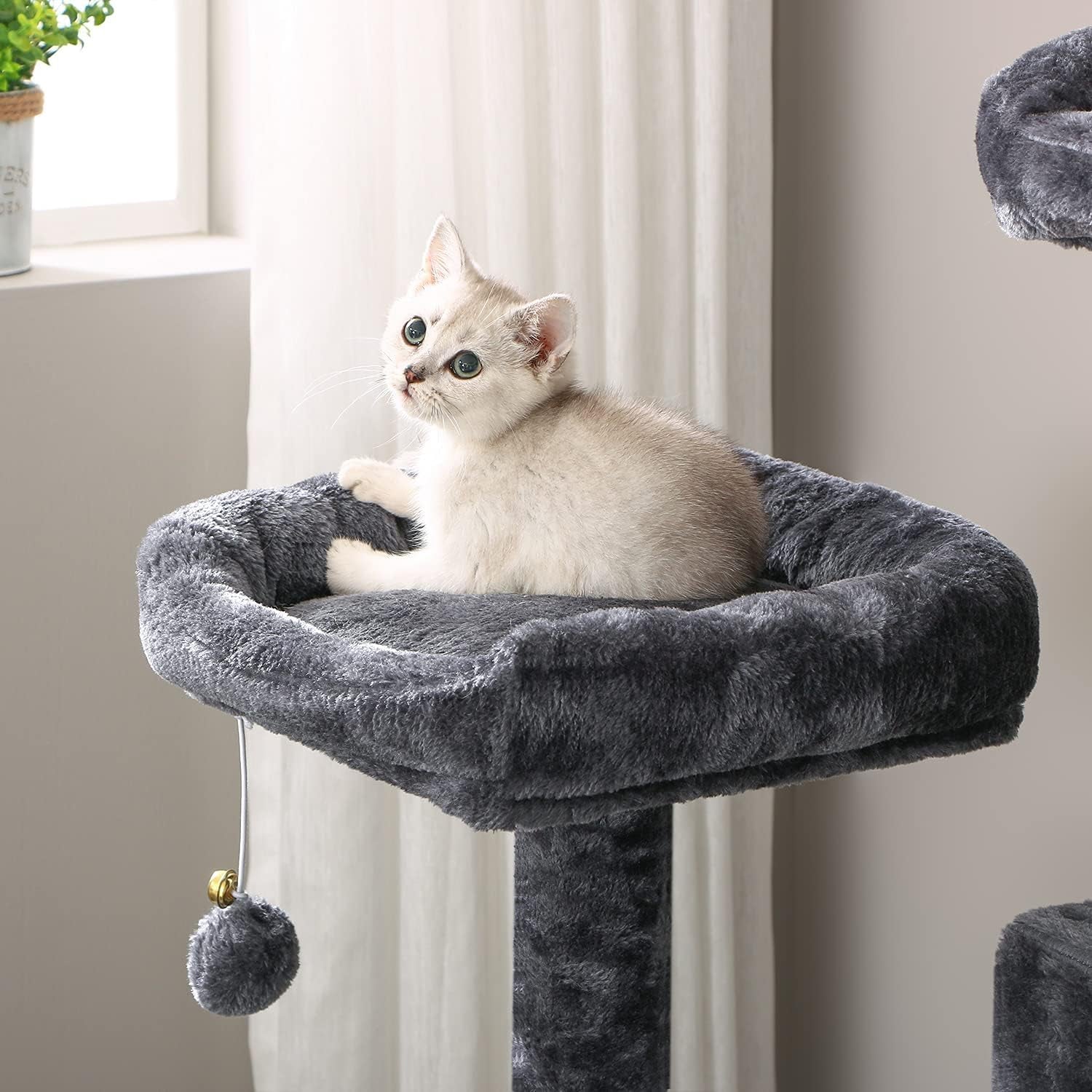 Cat Tree Cat Tower with Scratching Post Top Plush Perch Multi-Level Cat Condo Jumping Platform Kitten Activity Center for Indoor Cats MMJ53H