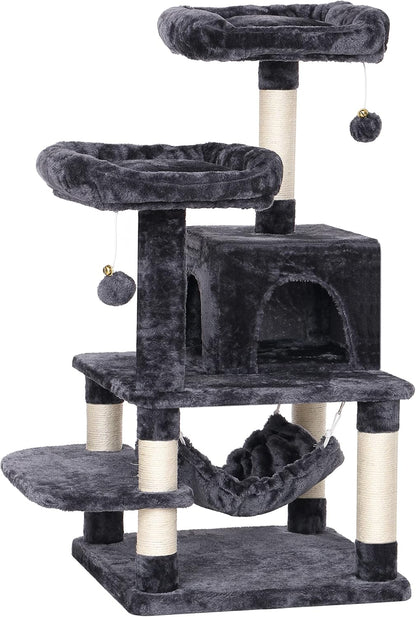 Cat Tree Cat Tower with Scratching Post Top Plush Perch Multi-Level Cat Condo Jumping Platform Kitten Activity Center for Indoor Cats MMJ53H
