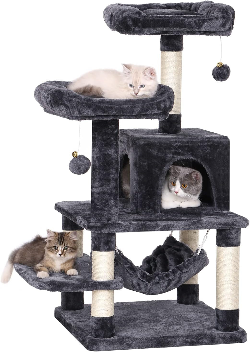 Cat Tree Cat Tower with Scratching Post Top Plush Perch Multi-Level Cat Condo Jumping Platform Kitten Activity Center for Indoor Cats MMJ53H