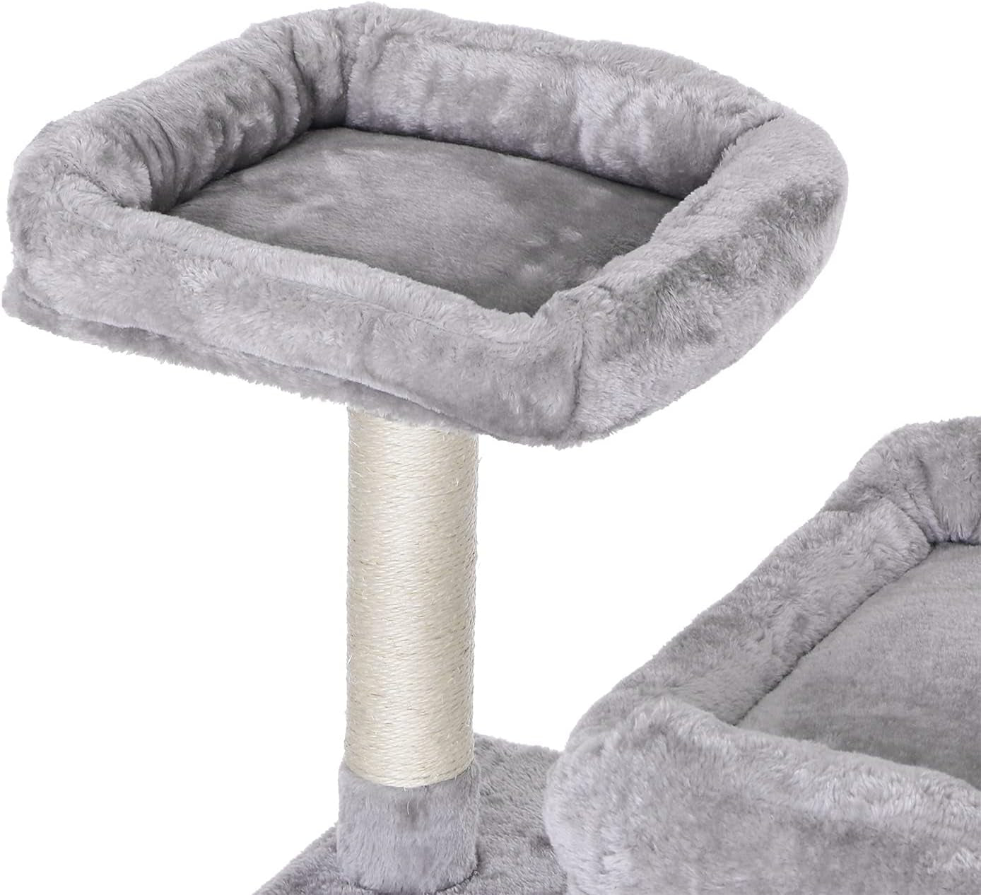 Cat Tree Cat Tower Top Plush Perches Cat Condo with Sisal Scratching Post Basket Kitty Stand Cat House Climbing Furniture MMJ52L