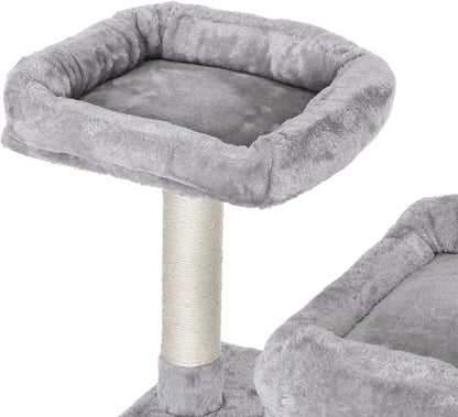 Cat Tree Cat Tower Top Plush Perches Cat Condo with Sisal Scratching Post Basket Kitty Stand Cat House Climbing Furniture MMJ52L