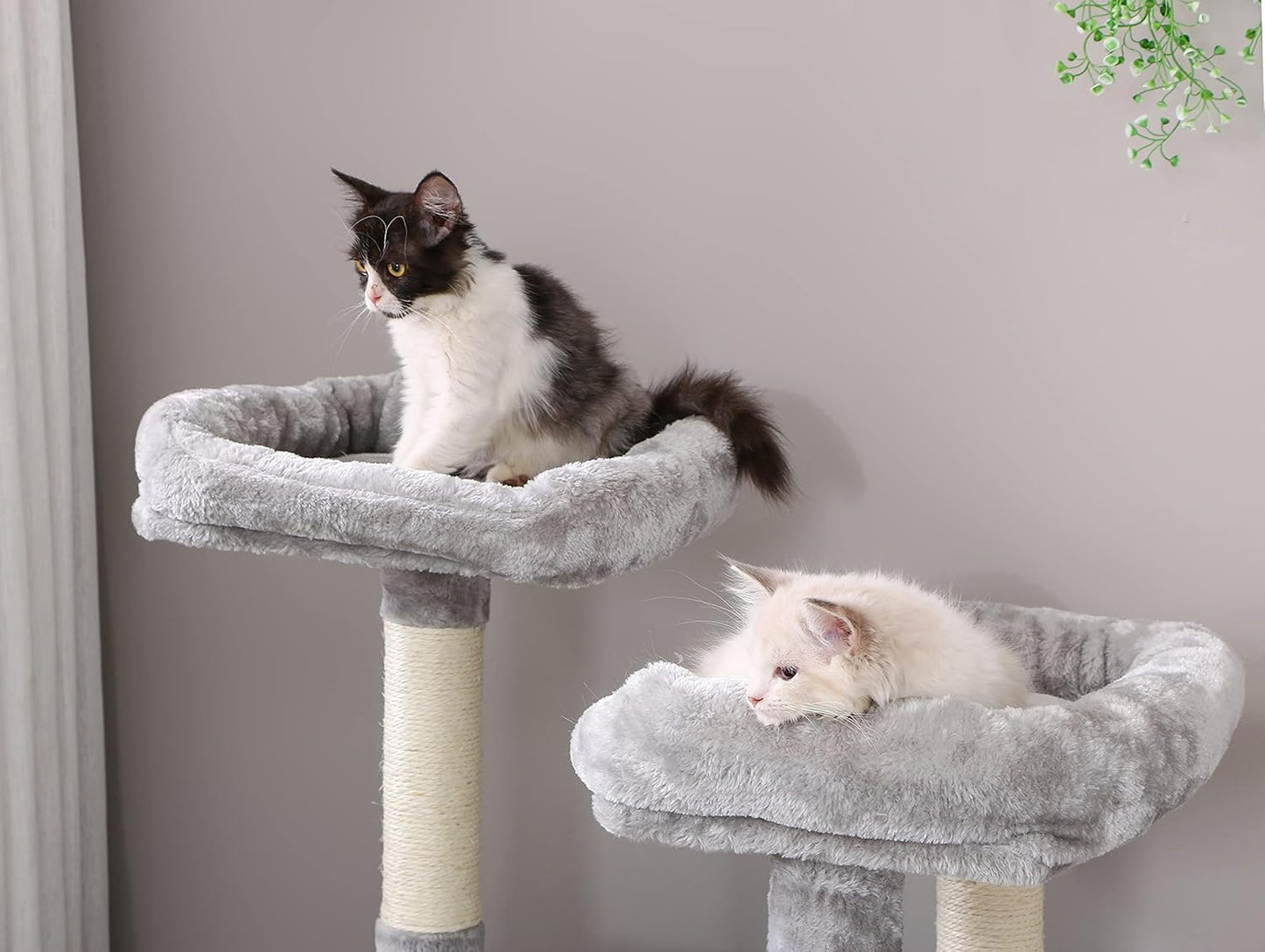 Cat Tree Cat Tower Top Plush Perches Cat Condo with Sisal Scratching Post Basket Kitty Stand Cat House Climbing Furniture MMJ52L