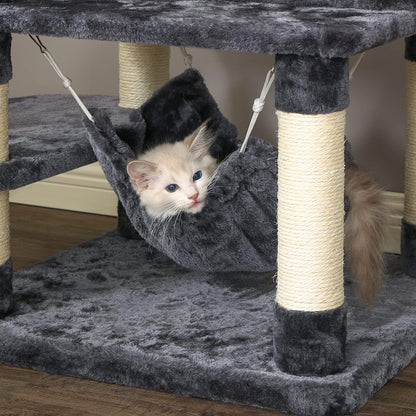 Cat Tree Cat Tower with Scratching Post Top Plush Perch Multi-Level Cat Condo Jumping Platform Kitten Activity Center for Indoor Cats MMJ53H